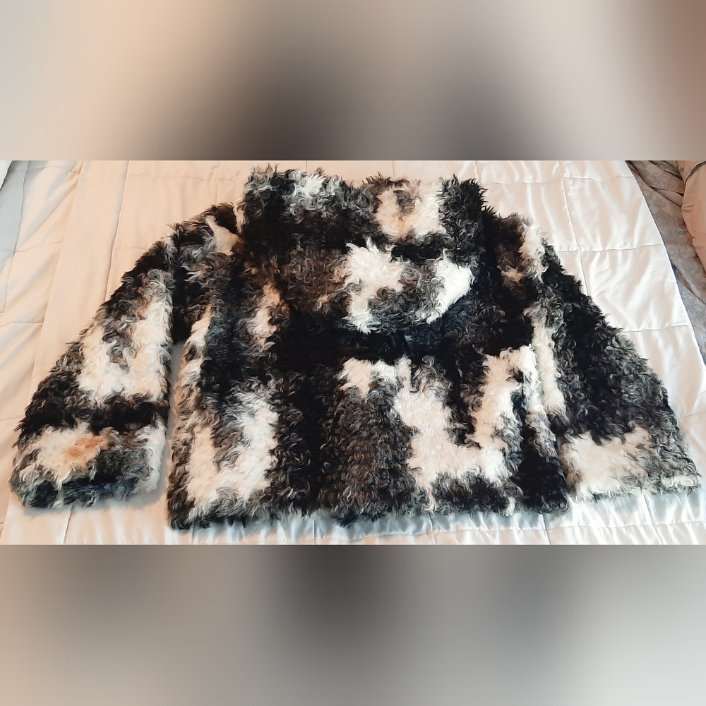 Zara Trf OuterWear Fluffy Faux Fur Patchwork Jacket - Picture 4 of 16
